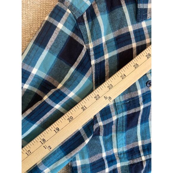 Mens Sz Medium THE NORTH FACE Plaid Flannel Blue White Long Sleeve Shirt - Picture 6 of 7
